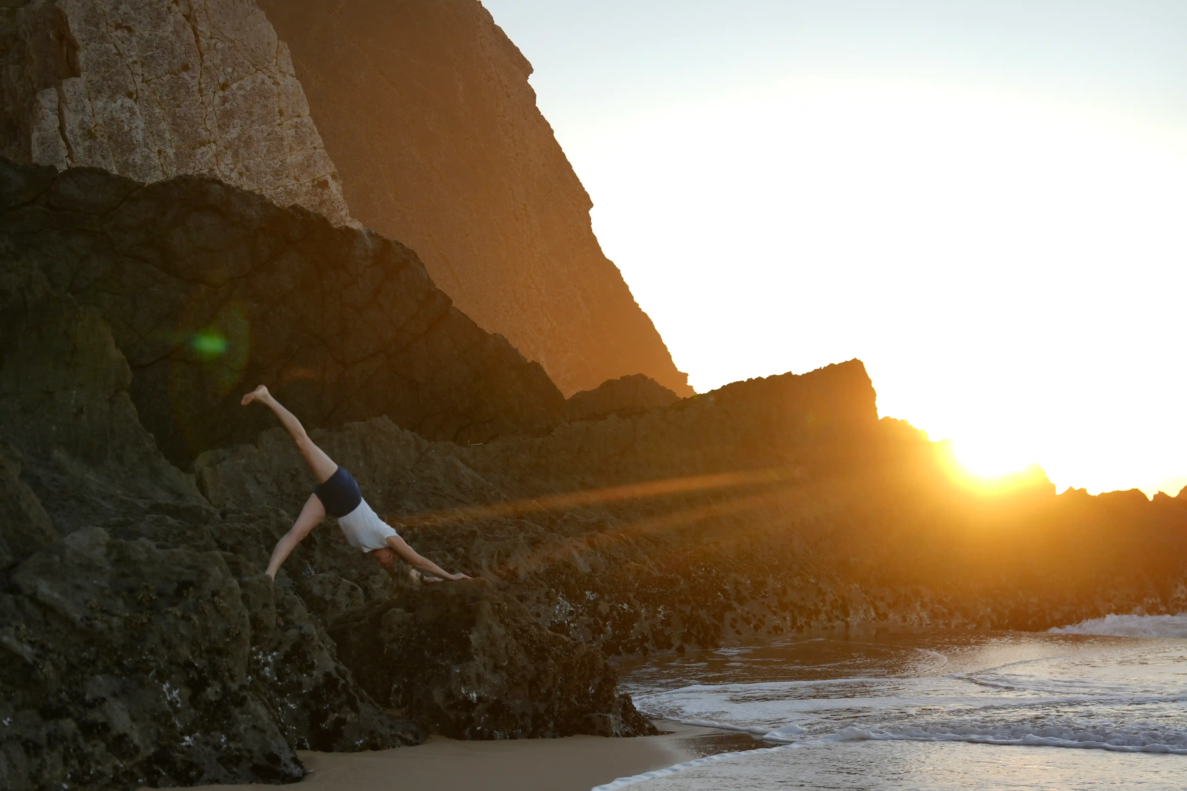 Iyengar Yoga practice by the coast