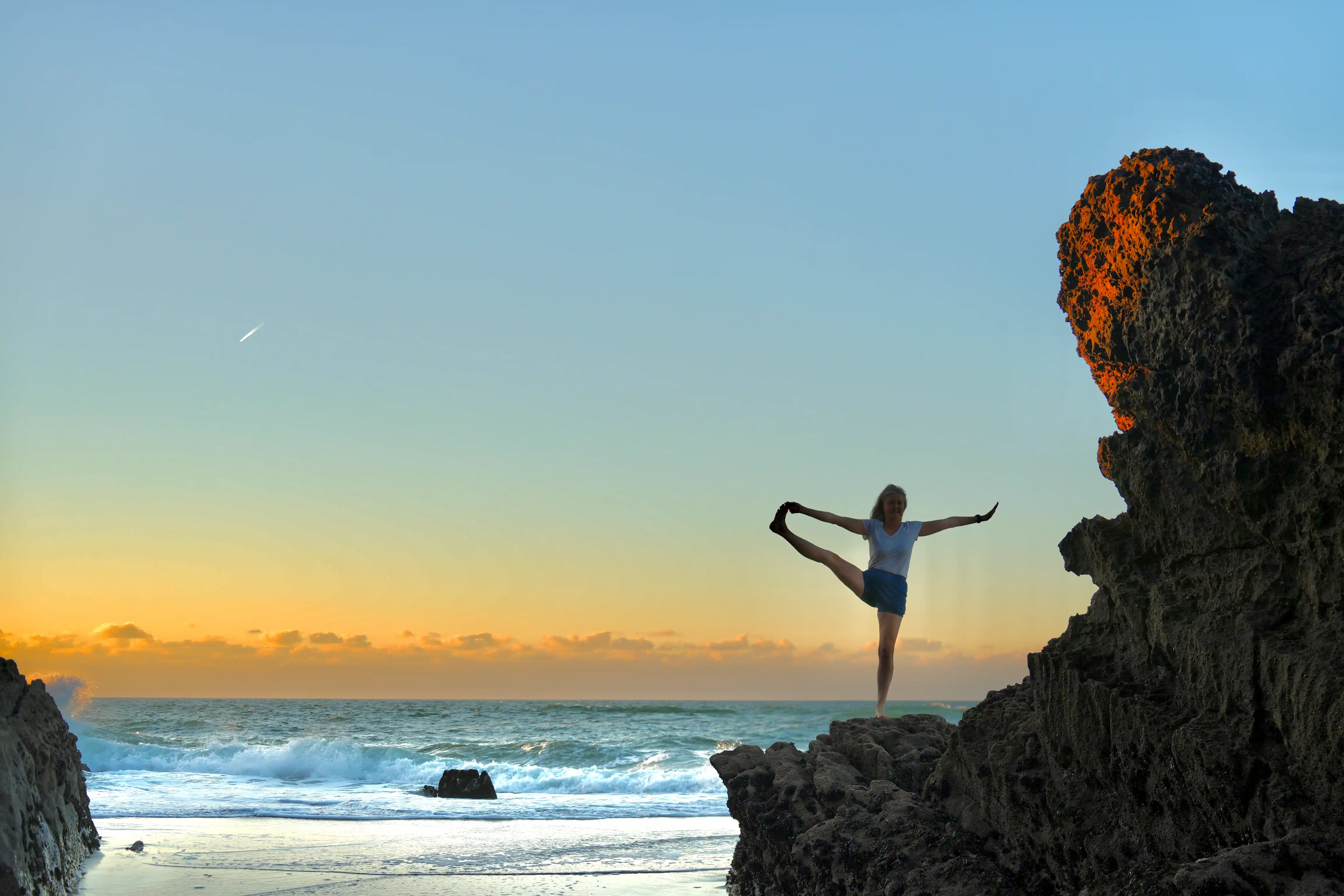 Iyengar Yoga practice by the coast